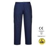 PWAS11NAR_Pantaloni ESD, antistatici, AS11, albastru inchis, 65% Poliester, 34% Bumbac, 1% Fibra Carbon 210g_m², testati EN 61340-5-1_fata1
