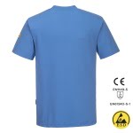 PWAS20HBR_Tricou antistatic, ESD, cu maneca scurta, AS20, albastru deschis, 96% bbc, 4% fibra Carbon 195g_m², EN 1149 -5, IEC 61340-5-1_spate