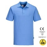 PWAS21HBR_Tricou Polo, antistatic, ESD, cu maneca scurta, AS21, bumbac, fibra Carbon 195g_m², certificat EN 1149 -5, IEC 61340-5-1_fata