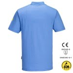 PWAS21HBR_Tricou Polo, antistatic, ESD, cu maneca scurta, AS21, bumbac, fibra Carbon 195g_m², certificat EN 1149 -5, IEC 61340-5-1_spate