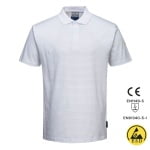 PWAS21WHR_Tricou Polo, antistatic, ESD, cu maneca scurta, AS21, bumbac, fibra Carbon 195g_m², certificat EN 1149 -5, IEC 61340-5-1_fata