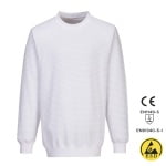 PWAS24WHR_Hanorac antistatic, ESD, AS24, alb, 96% bumbac, 4% fibra Carbon 300g_m², certificat EN 1149 -5, IEC 61340-5-1_fata