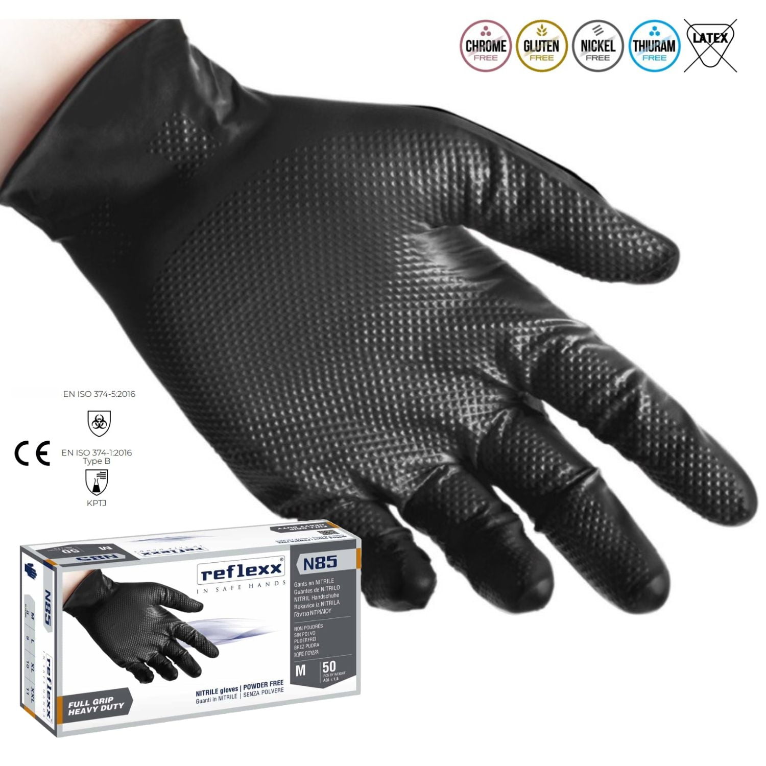 Manusi nitril groase, negre, pentru domenii tehnice, rezistente ...