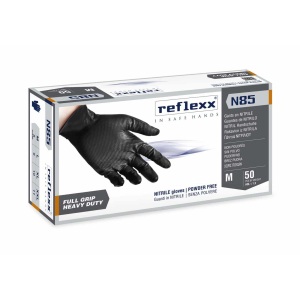 Manusi nitril groase, negre, pentru domenii tehnice,  rezistente, texturate, cu aderenta ridicata, 0.15-0.20mm grosime, 50 buc/cutie