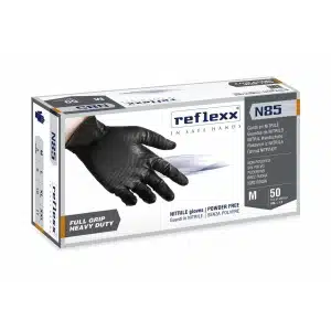 Manusi nitril groase, negre, pentru domenii tehnice si mecanici, rezistente, texturate, cu aderenta ridicata, 0.15-0.20mm grosime, 50 buc/cutie