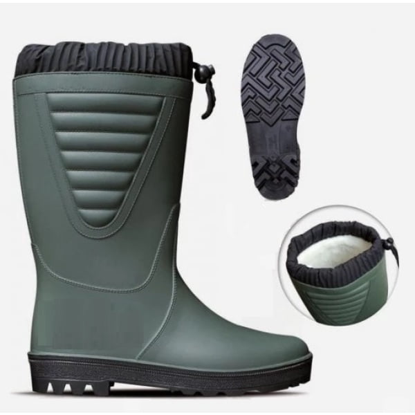 Cizme din PVC, imblanite, FROST GREEN, verzi, captuseala din blana sintetica, talpa anti-alunecare, flexibila, Coverguard