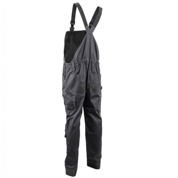 Salopeta de lucru BARVA, gri, tercot, cu buzunare multiple, 60% bumbac, 40% poliester – 270/m², insertii Oxford 600D, tiv suplimentar 5cm