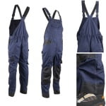 CG5BAB320_Pantaloni de lucru cu pieptar BARVA, albastru inchis, tercot, cu buzunare multiple, 60% bumbac, 40% poliester – 270_m², insertii Oxford_1