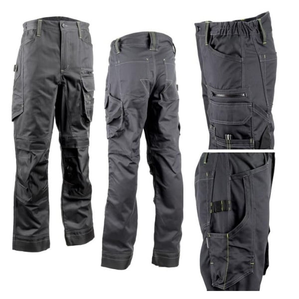Pantaloni de lucru, talie BARVA , gri, tercot, 270g/ m², 60% bumbac, 40% poliester, cu intarituri Oxford 600 D, buzunare multiple