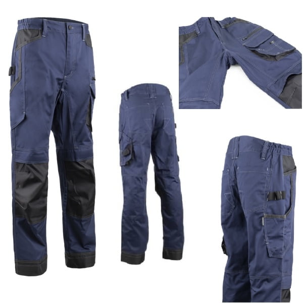 Pantaloni de lucru, talie BARVA , albastru inchis, tercot, 270g/ m², 60% bumbac, 40% poliester, cu intarituri Oxford 600 D, buzunare multiple