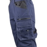 CG5BAS320_Pantaloni de lucru scurti, BARVA, albastru inchis, tercot 270g_m², 60% bumbac, 40% polister, cu insertii Oxford, buzunare multiple, cusaturi intarite, Coverguard_lateral