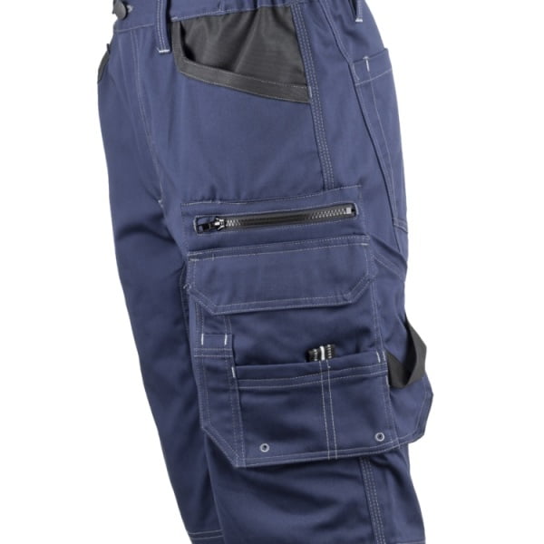 Pantaloni de lucru scurti, BARVA, albastru inchis, tercot 270g/ m², 60% bumbac, 40% polister, cu insertii Oxford, buzunare multiple, cusaturi intarite, Coverguard