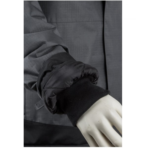 Geaca de iarna, impermeabila, captusita, Ripstop, YUZU, cu gluga, gri-negru, spate extins in lungime, Coverguard