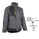 CG5YUZ450_Geaca de iarna, impermeabila, captusita, Ripstop, YUZU, cu gluga, gri-negru, spate extins in lungime, Coverguard_1