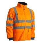 CG7KANO_Haina de lucru pentru iarna, multifunctionala, HI-VIZ, 4 in 1, reflectorizanta, impermeabila, Kanata, portocaliu_albastru inchis , cu maneci si gluga detasabile_geaca