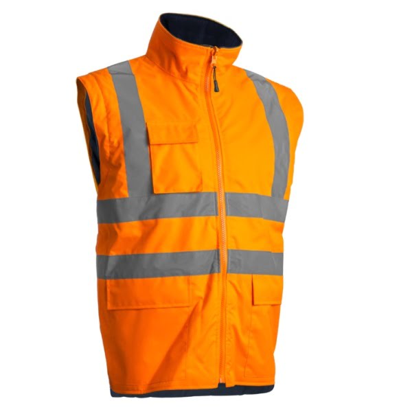 Haina de lucru pentru iarna, multifunctionala, HI-VIZ, 4 in 1, reflectorizanta, impermeabila, Kanata, portocaliu/albastru inchis , cu maneci si gluga detasabile