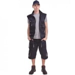 CG8NAVS_Pantaloni de lucru, tip bermude, NAVY_Padock, albastru inchis_gri, sub genunchi, 60% bumbac, 40% poliester, curea integrata