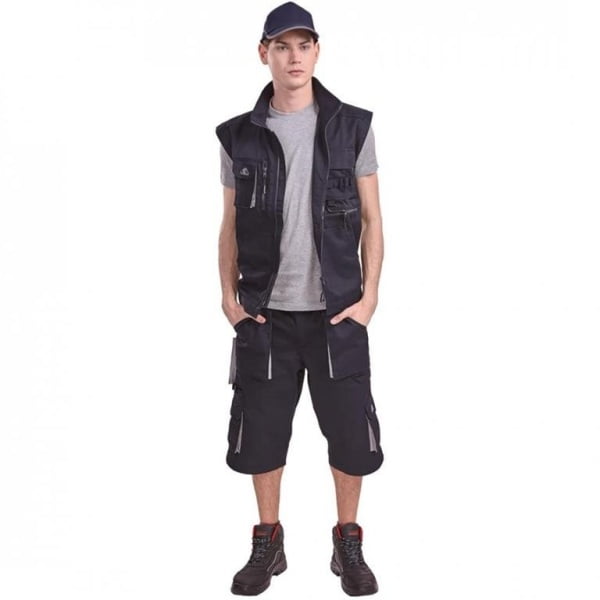 Pantaloni de lucru, tip bermude, NAVY/Padock, albastru inchis/gri, sub genunchi, 60% bumbac, 40% poliester – 245g/m², curea integrata, Coverguard