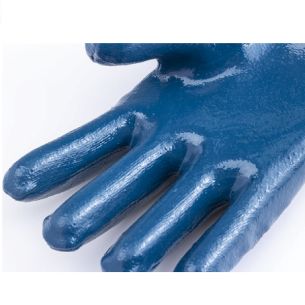Manusi de protectie EUROSTRONG 9620, din bumbac, cu imersie completa in nitril, manseta dreapta, deschisa, pentru mediu umed, uleios
