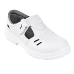 CG9BUBI_Sandale albe BUBI O1, fara bombeu, din microfibra alba cu perforatii, talpa PU_PU, antiderapanta, Coverguard_fata1