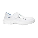 CG9BUBI_Sandale albe BUBI O1, fara bombeu, din microfibra alba cu perforatii, talpa PU_PU, antiderapanta, Coverguard_lateral