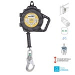 CGACR250V6_Opritor de cadere si salvare cu cablu retractabil, 6 metri, CADO-CR250V, cablu de otel 4 mm cu carabina, capacitate 140 kg, rezistenta la rupere 6kN_1