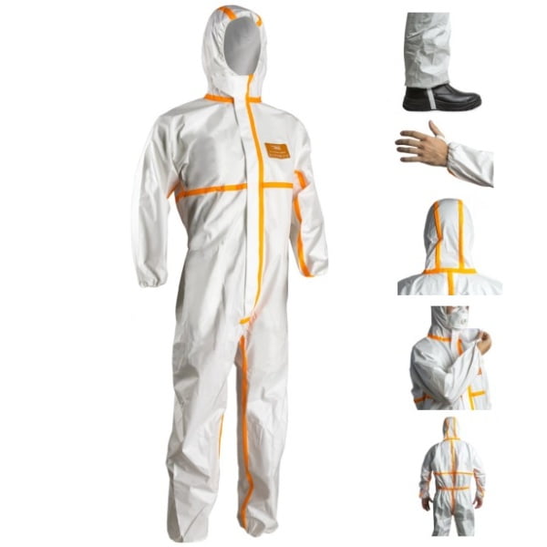 Combinezon de protectie Coverchem 4M40, polipropilena, alb, antistatic, protectie impotriva contaminarii cu chimicale, microorganisme si particule radioactive