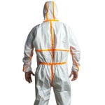 CGMO44500_Combinezon de protectie Coverchem 4M40, polipropilena, alb, antistatic, protectie impotriva contaminarii cu chimicale, microorganisme si particule radioactive_spate