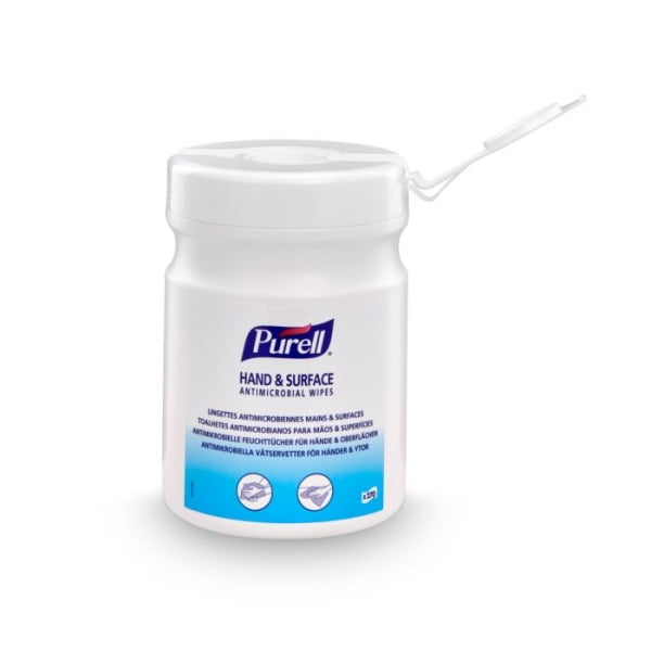 Șerveţele PURELL Hand & Surface Antimicrobial pentru dezinfectarea mainilor si suprafetelor, 270 bucăți/canistră