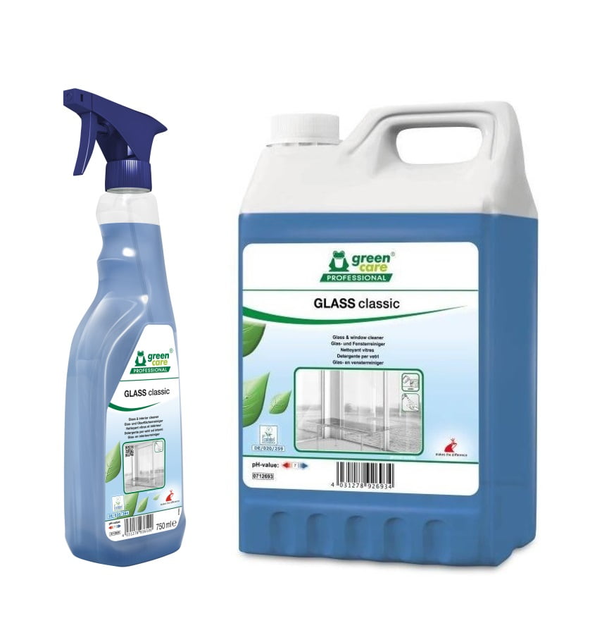 Detergent ecologic, GLASS classic, Green Care,  pentru sticla si oglinzi, nu lasa urme, 5l, certificat ECOLABEL, complet biodegradabil