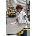 CG1CHSL_Manusi de protectie anti-taiere nivel D, rezistenta la temperatura 250°C pentru 15 secunde, EUROCUT STRONG 100, gri, palma intarita cu piele, rezistenta la uzura_aplicatie1