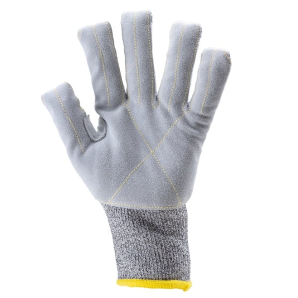 Manusi de protectie anti-taiere nivel D, rezistenta la temperatura 250°C pentru 15 secunde, EUROCUT STRONG 100, gri, palma intarita cu piele, cusaturi din aramida, rezistenta la uzura