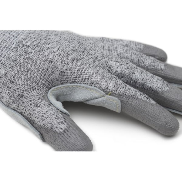 Manusi de protectie anti-taiere nivel D, rezistenta la temperatura 250°C pentru 15 secunde, EUROCUT STRONG P110, gri, palma intarita cu piele, imersate in PU pe palma, cusaturi din aramida, rezistenta la uzura, dexteritate