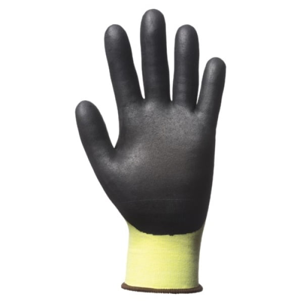 Manusi de protectie cu rezistenta la taiere 3/B, Hi-Viz, EUROCUT N318HVC, galben fluorescent, cu imersie 3/4 in nitril poros, aderente in mediu putin uleios, Coverguard