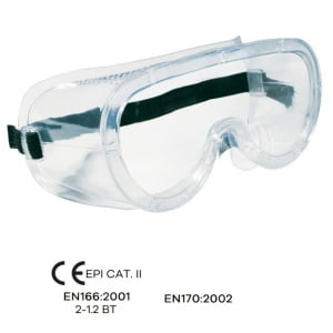 Ochelari de protectie MONOLUX tip scafandru, lentile policarbonat transparente, ventilatie directa, protectie impotriva UV, chimicalelor si temperaturilor ridicate