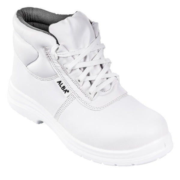 Bocanci de protectie usori, S2, ALBA, bombeu compozit, culoare alba, din microfibra, impermeabili, talpa anti-alunecare SRC, industria alimentara, domeniul medical-farma