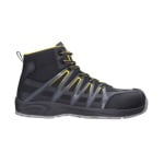 CG9ALU160_Bocanci de protectie usori S3 SRC Aluni, negru-galben, cu bombeu si lamela anti-perforatie din compozit, model sport, impermeabili, flexibili, comozi si usori_lateral