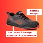 CG9MIL530_Pantofi protectie usori, S1P, SRC, MILERITE, model sport, gri-rosu, bombeu si lamela metalica, respirabilitate si confort, Coverguard_lateral_PRINC