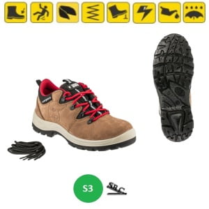 Pantofi de protectie S3, SRC, Trip II, din piele nubuc maro, bombeu metalic, talpa rezistenta la hidrocarburi, calcai bine definit, model trekking, Coverguard