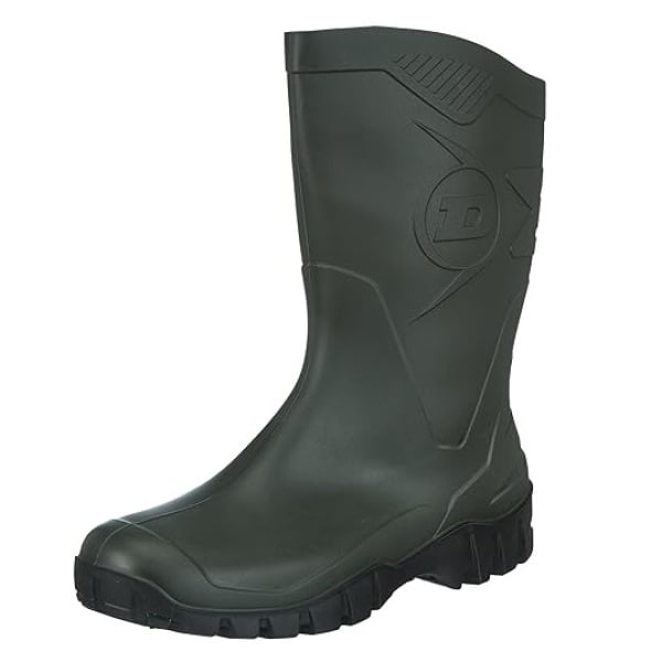 Cizme din PVC, DUNLOP DEE K580011, culoare verde, fara bombeu, impermeabile, rezistente la acizi, confortabile, 27 cm, pentru agricultura, agrement, vanatoare