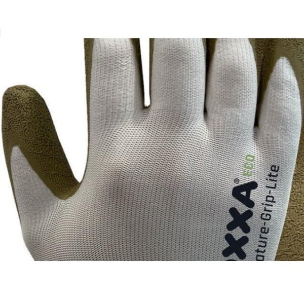 Manusi de protectie  OXXA E-Nature-Grip-Lite 52-025, suport poliester reciclat, imersie de latex poros pe palma, aderenta ridicata in medii umede si uscate, confort si dexteritate, protectie mecanica si termica 100°C
