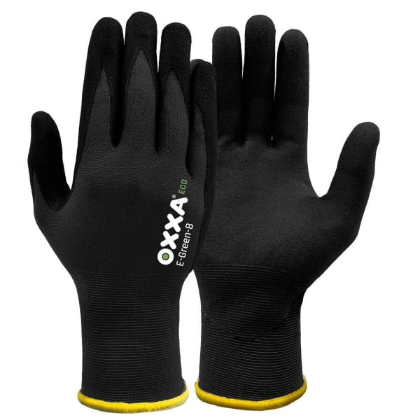 Manusi de protectie OXXA E-Green-B 52-110, suport poliester reciclat, imersie de poliuretan moale, pentru aplicatii de precizie, simt tactil, protectie mecanica si termica 100°C