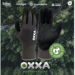 Manusi de protectie OXXA® E-Mission-Flex 52-200, suport poliester reciclat, imersie din spuma de nitril, aderenta in medii uscate sau uleioase, protectie termica 100°C, compatibile cu dispozitive touchscreen