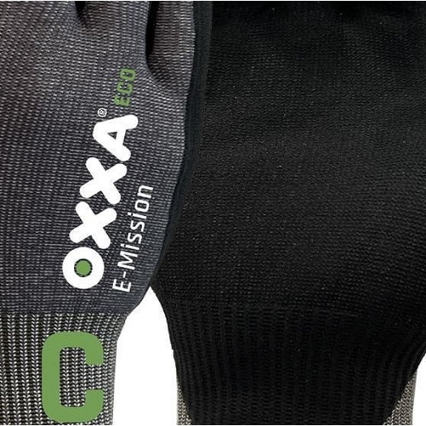 Manusi de protectie anti-taiere, nivel C, OXXA E-Mission Cut C 52-700, suport din fibre reciclate, imersate in spuma de nitril, aderenta in medii uscate, ude, uleioase, compatibile cu dispozitive touchscreen