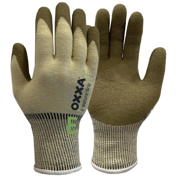 Manusi de protectie  OXXA E-Nature-Grip Cut E 52-710, protectie mecanica 3X42, taiere E si termica 100°C, imersie de latex poros pe palma, aderenta ridicata in medii umede si uscate, confort si dexteritate