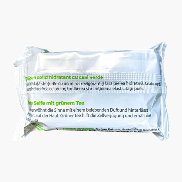 Sapun solid hidratant cu ceai verde Sense, 100 g, pentru toate tipurile de piele,, antioxidant, cu proprietati anti-imbatranire, curata si catifeleaza