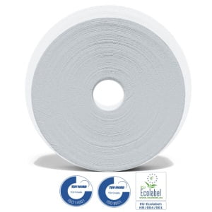 Hartie igienica cu derulare centrala fara tub Delt Papir, alba, 145 m, 2 straturi, 620 portii, latime 11.3 cm, 12 role/bax