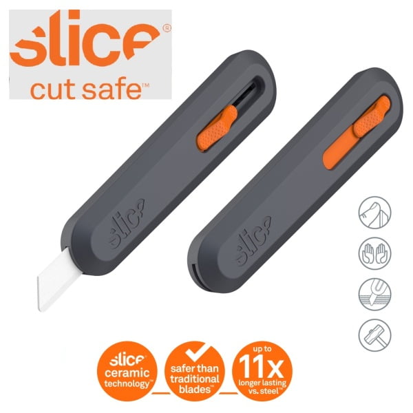Cutter clasic, cu lama ceramica, retractabila in 5 pozitii Slice Manual Utility Knife, pentru deschiderea, decuparea sau taierea cutiilor de carton, ambalajelor din plastic, a cablurilor sau a mochetei