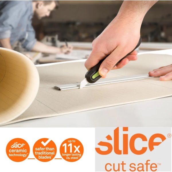 Cutter clasic, cu lama ceramica, autoretractabila Slice Auto-Retractable Utility Knife, cu lama mai lunga pentru taieturi eficiente fara riscuri, uz industrial