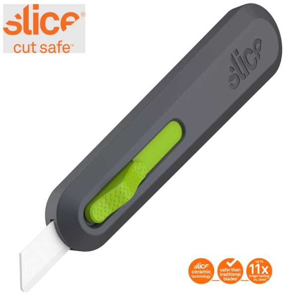 Cutter clasic, cu lama ceramica, autoretractabila Slice Auto-Retractable Utility Knife, cu lama mai lunga pentru taieturi eficiente fara riscuri, uz industrial